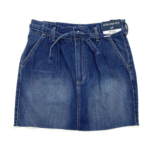 Hollister Dresses & Skirts - Hollister Skirt Blue Ultra High Rise Raw Hem Denim